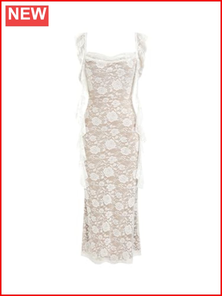 Formal Wedding Guest Maxi Dress With Mesh Ruffle Cowl Neck Sleeveless Summer